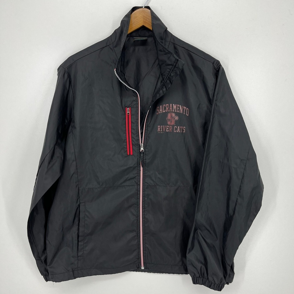 Weatherproof Sacramento River Cats Windbreaker Jacket Black Mens 2XL